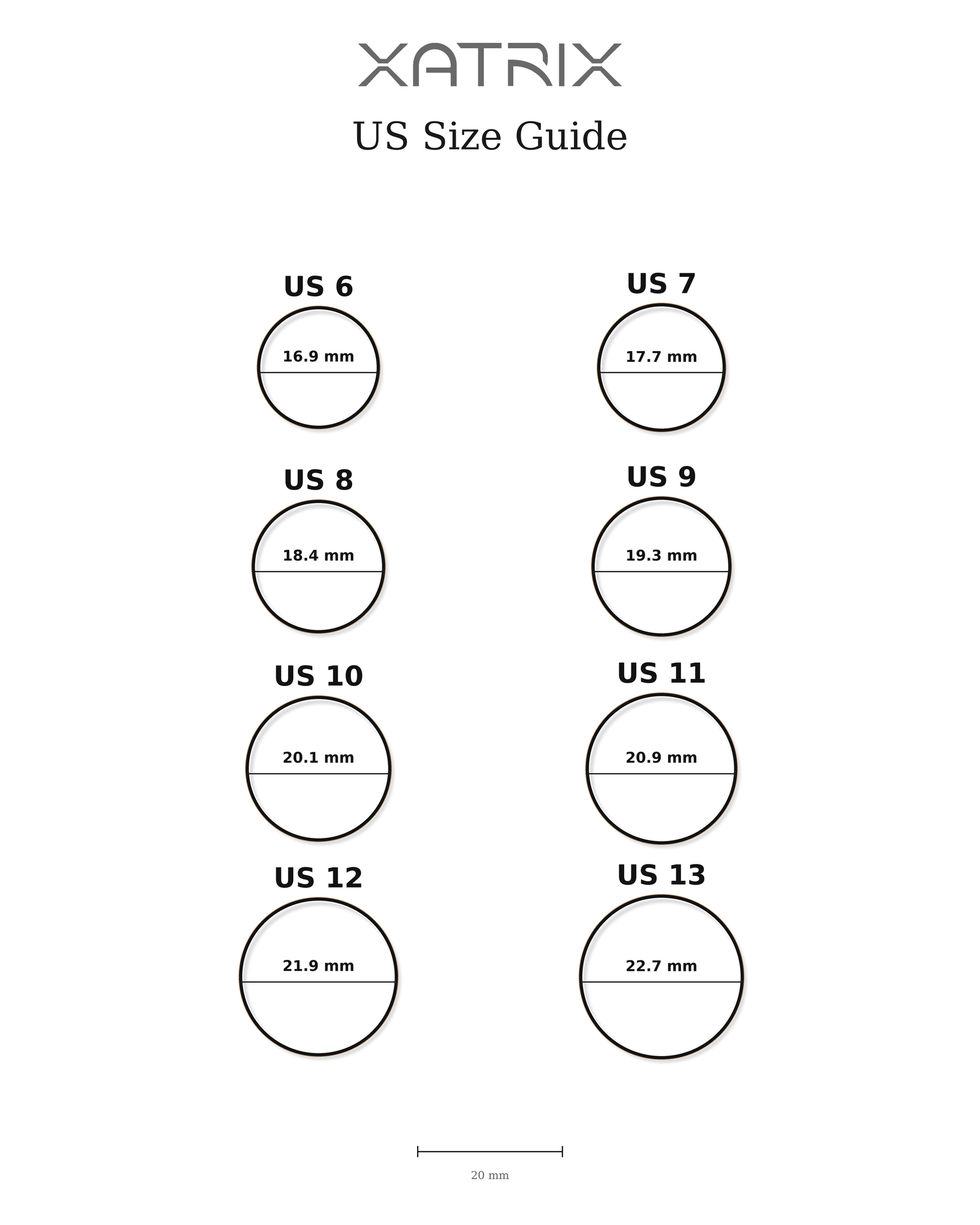 XATRIX US Size Guide XATRIX US Size Guide