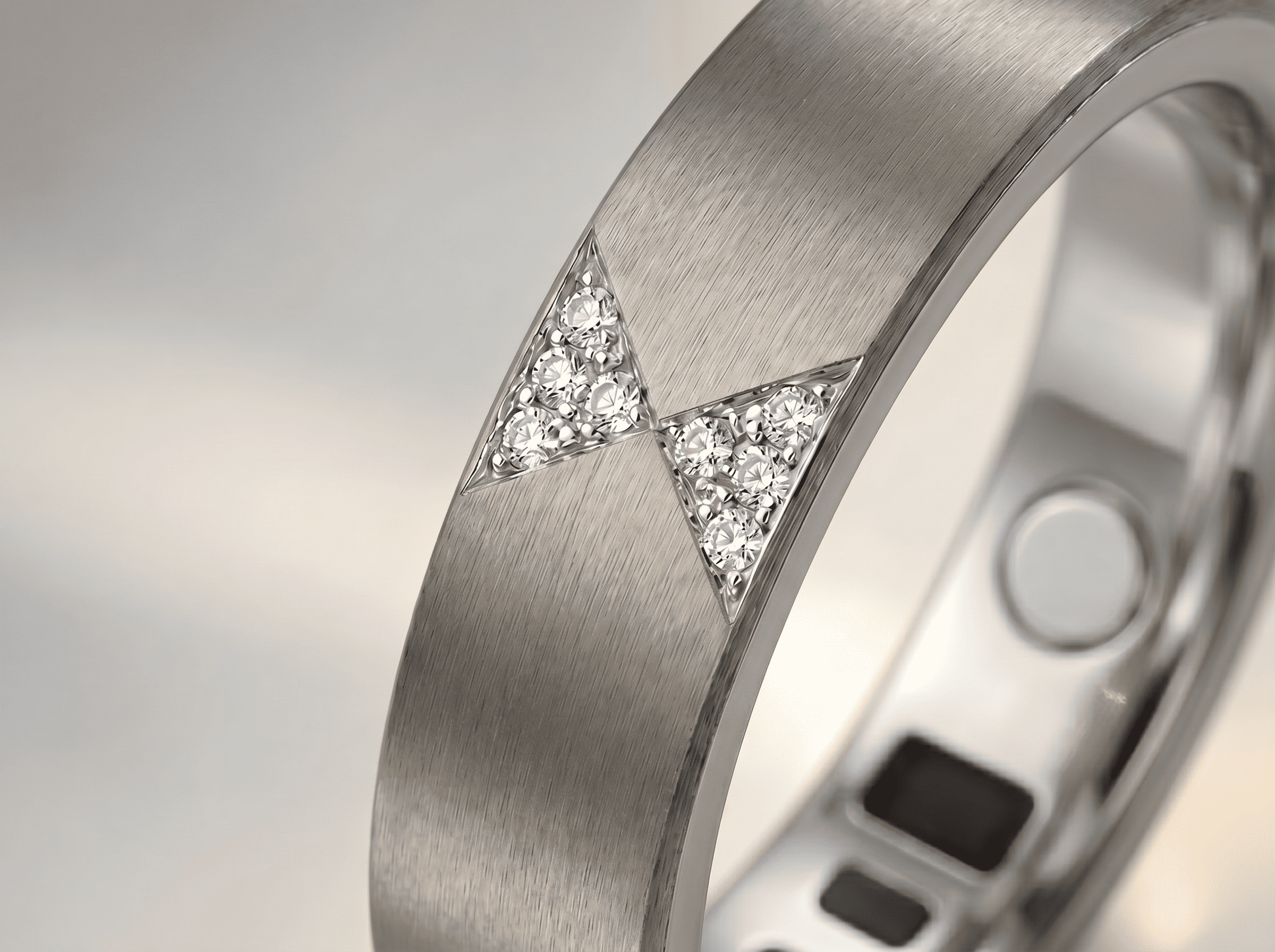 Aerospace-grade titanium, eight lab-grown diamonds